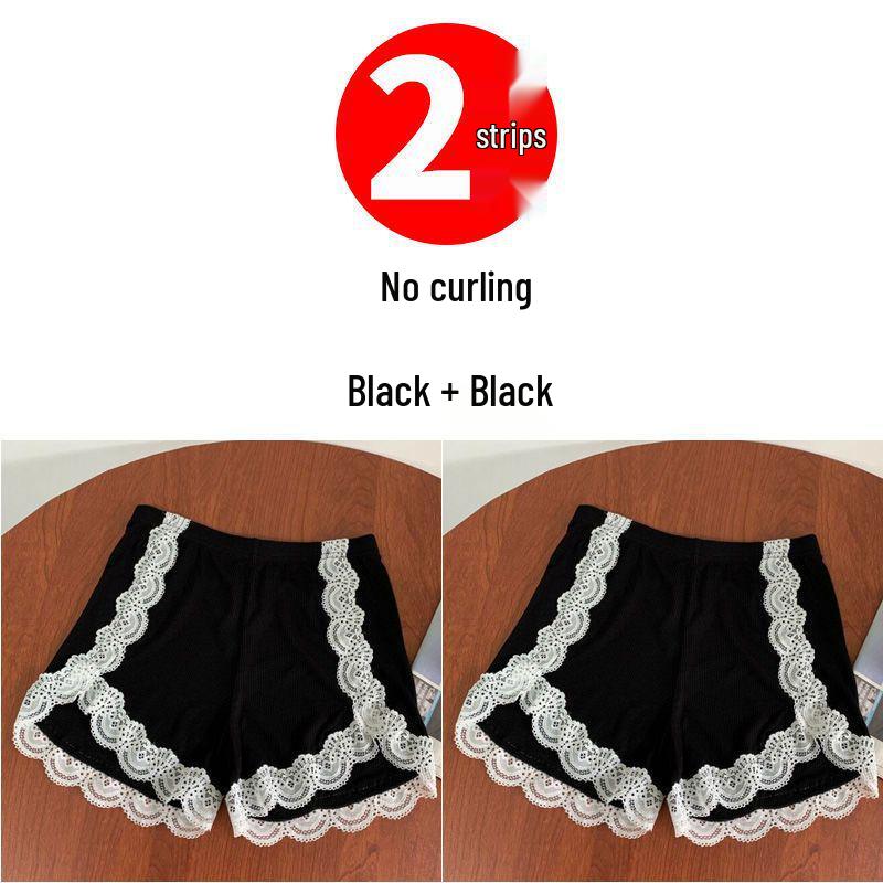 Women's Summer Lace Trim Anti-Exposure Ice Silk Safety Shorts
