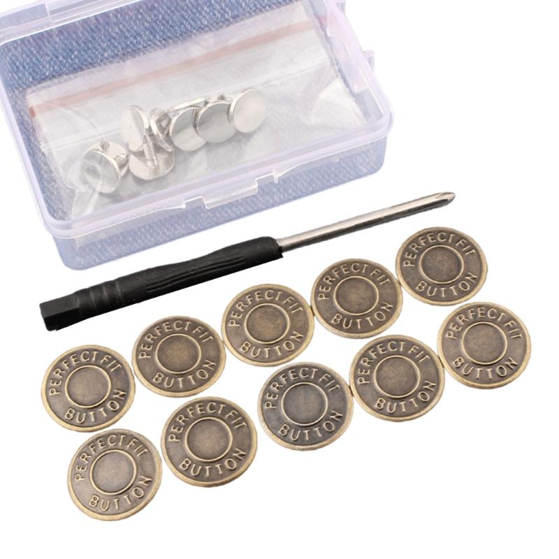 

10 Pcs Jeans Buttons 17mm Trousers Replacement Buttons Metal Trouser Button Waistband Button Easy to Use