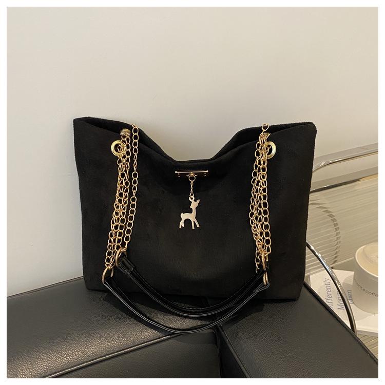 

Винтажная матовая сумка-тоут на цепочке через плечо 2024 - Женская зимняя модная сумка чёрный