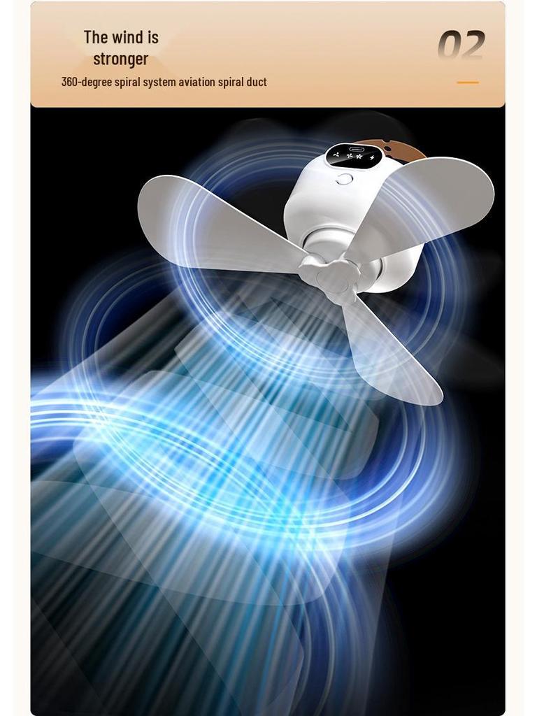 USB Rechargeable Ceiling Fan with Night Light & Remote Control for Dorms and Small Spaces
