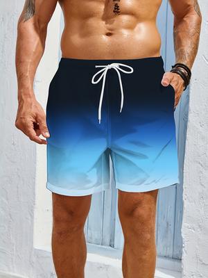 Gradient Print Men's Casual Sports Fashion Shorts Loose and Comfortable Outdoor Fitness Men's Swimming Trunks Beach Trunks