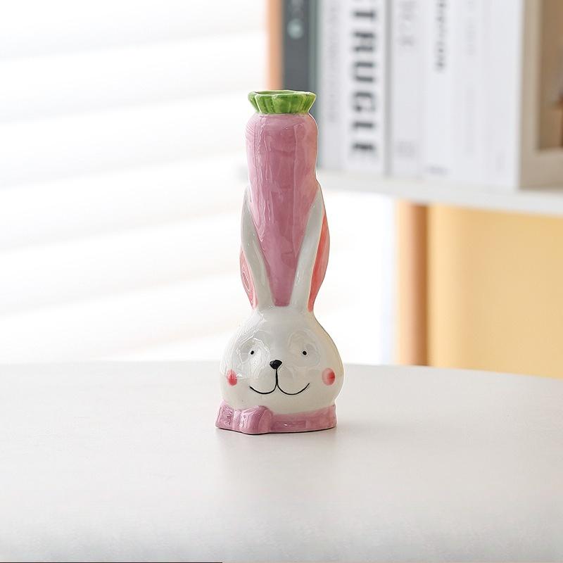 

Art Cartoon Rabbit Vase Vase Ornament Living Room Flower Arrangement Desktop Decoration Housewarming Gift Japanese Creativity фіолетовий