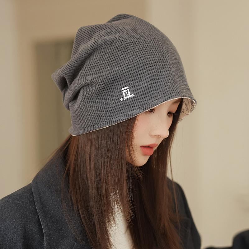 Wool Hat for Women American Casual and Versatile Cold Hat on Both Sides Can Wear Knitted Hats with A Large Head Circumference To Show Small Face