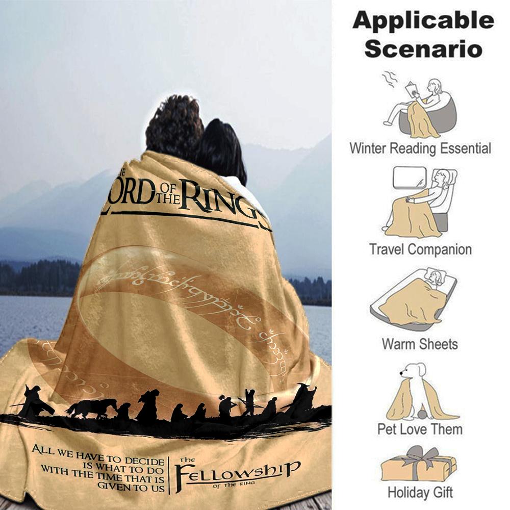 1PC The Lord of the Rings printed blanket, all season lightweight home office outdoor nap multifunctional blanket A10