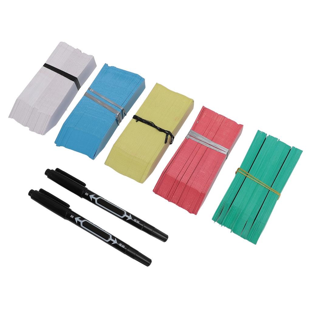 500 st växtetiketter 5 färger 10x2cm Plastväxtnamnetiketter Trädgårdskrukmärkare med 2 svarta oljepennor