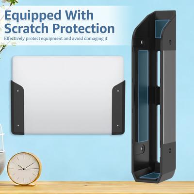 Under Desk Laptop Holder Mount ABS Universal Laptop Wall Mount Holder with Anti Scratch Pad for Mac Mini Macbook Keyboard