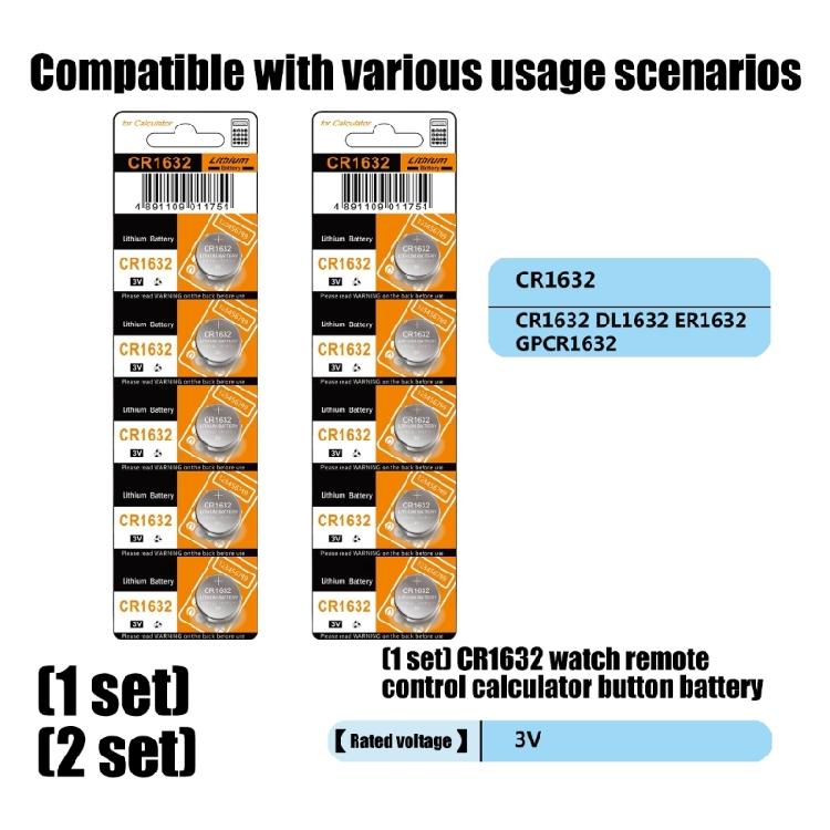 10pcs/5pcs CR1632 Button Batteries 120mAh High Energy Density Replacement DL1632/ER1632/GPCR1632 for Watch