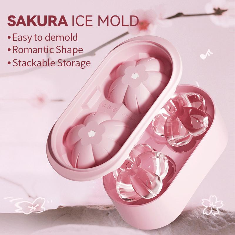 Sakura Ice Cube Mold Silicone Ice Cube Tray Cherry Blossom Ice Cube Maker Kitchen Supplies Cold Coffee Cocktail Ice