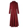 Women's Long Windbreaker Temperament Solid Velvet Long Sleeved Buttoned Coat Jacket