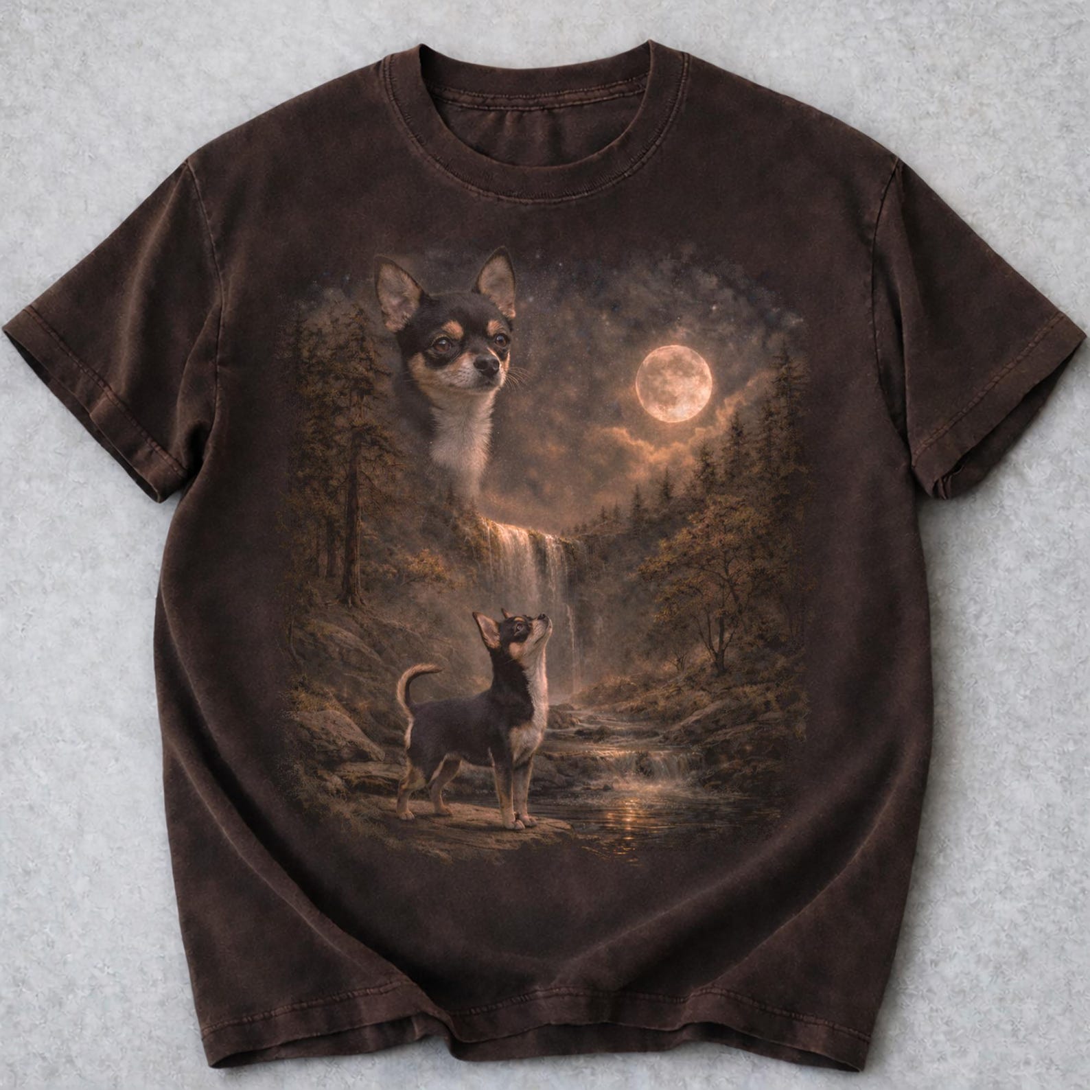 Chihuahua Howling to The Moon Vintage T-Shirt, Vintage Graphic Tee, Dog Lover Gifts 4XL