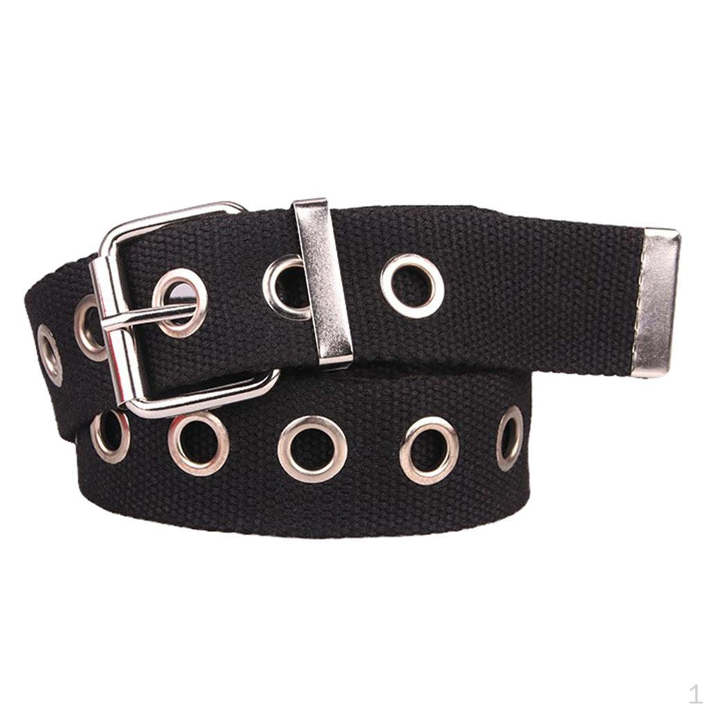 Braided Waist Belt Woven Fabric Studded Eyelet Grommet For Men