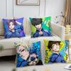 Anime Comic Art Cool b-Blue l-Lock Cushion Cover Comfortable Soft Pillow Case for Sofa Living Room Home Decor Protective Covers