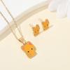 Unique Cats Ear Jewelry Pendant Necklace Cartoon Cats Ear Studs Alloy Texture Perfect for Fashion Style Individuals