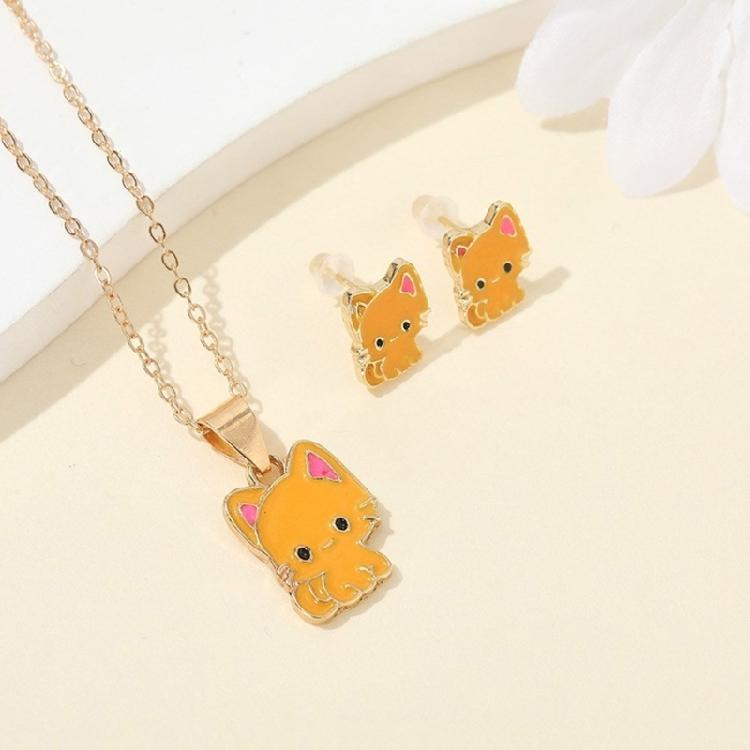 Unique Cats Ear Jewelry Pendant Necklace Cartoon Cats Ear Studs Alloy Texture Perfect for Fashion Style Individuals