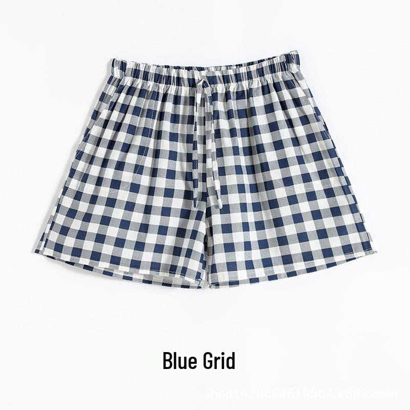 2022 Summer Women's Casual Cotton Linen Plaid Wide-Leg Shorts, Plus Size