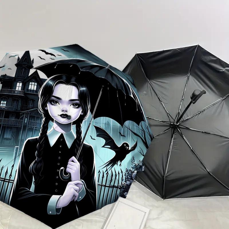 1PC Haunted House Umbrella Umbrella-8-Rib Reinforced, Automatic Open, Lightweight & Durable, Cute Fashion Accessory for Outdoor-K1249