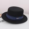 French fashion new autumn and winter versatile elegant retro flat top hat women's fashion woolen temperament personalized jazz hat