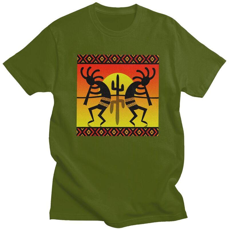 Custom Southwest Tribal Native American Kokopelli T Shirt for Men Tshirt Casual Tees Tshirt Slim Fit Clothing Gift