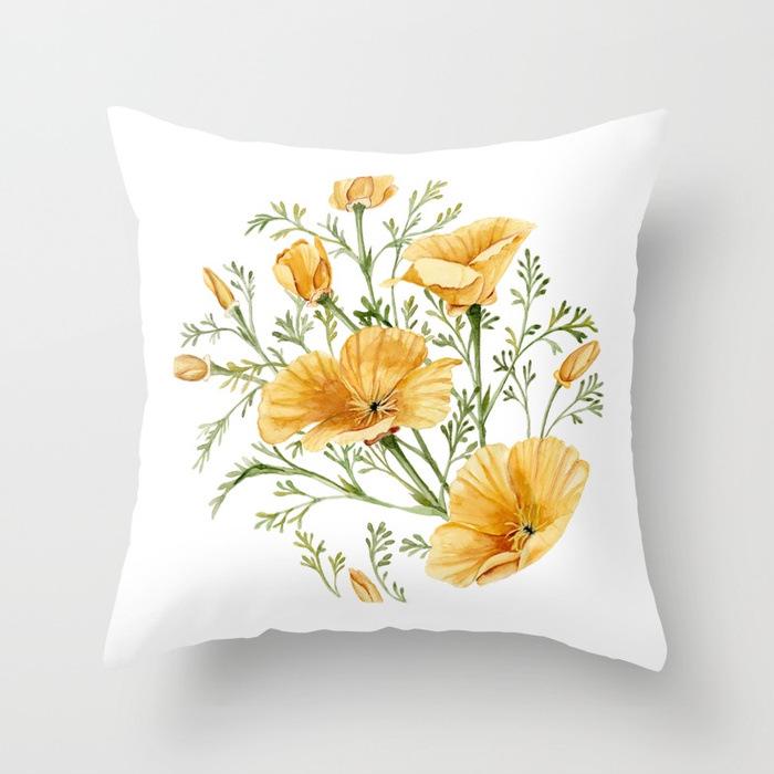 New Flower Plant Peach Velvet Pillow Case Sofa Pillow Car Cushion