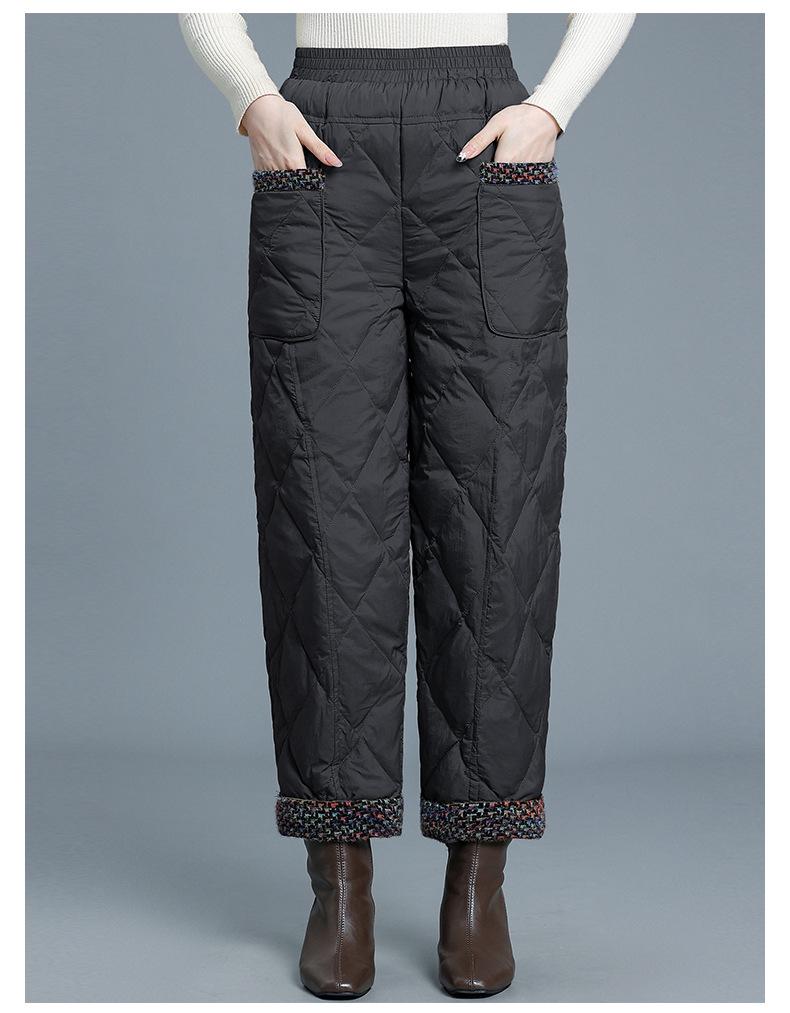 Chic High-Waisted Goose Down Winter Pants for Middle-Aged Women