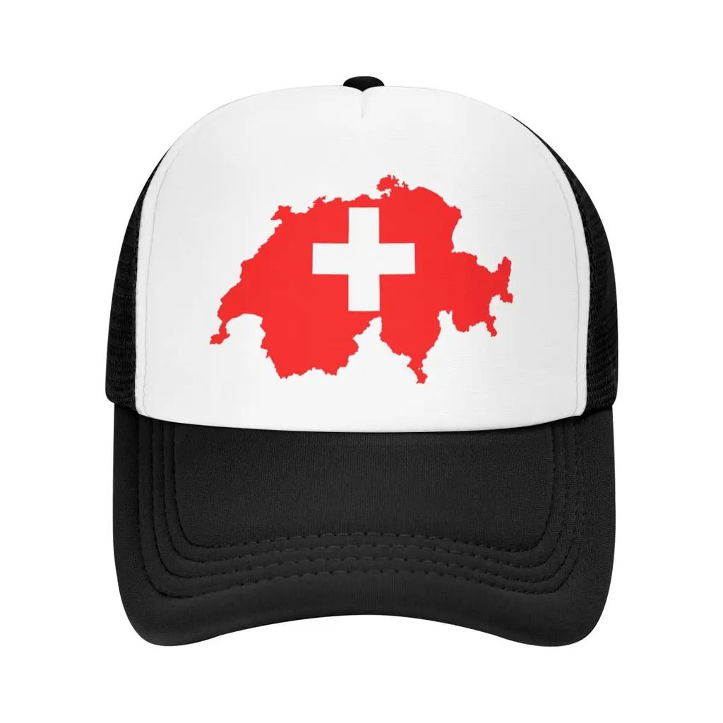 Mode Schweizkarta Schweiz Flagga Truckerhatt Unisex Kvinnor Personlig Justerbar Unisex Keps Sommarhattar