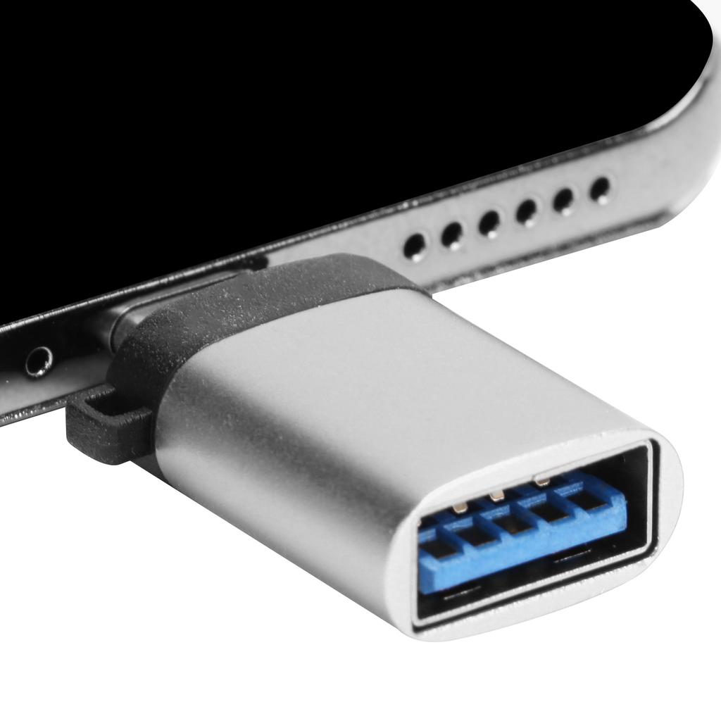 USB3.0 Female to TypeC Adapter Converter Charging Data OTG Stretch Hd Without Chain(Silver )