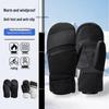 Winddichte, gefütterte Samt-Skihandschuhe für Damen und Herren, Touchscreen-kompatibel, warme Fünf-Finger-Handschuhe für Wintersport