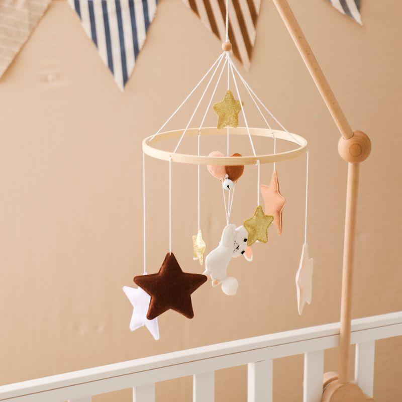 PDZ2006 Handmade Nursery Decor Felt Baby Mobile with Hanging Wooden Frame and Soft Toy Customizable Mobile for Baby s Room