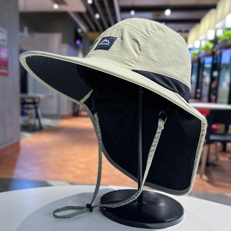 Summer Wide Brim Fisherman Hat Versatile Sun Shade Hat Drawstring Bucket Hats for Camping Hiking