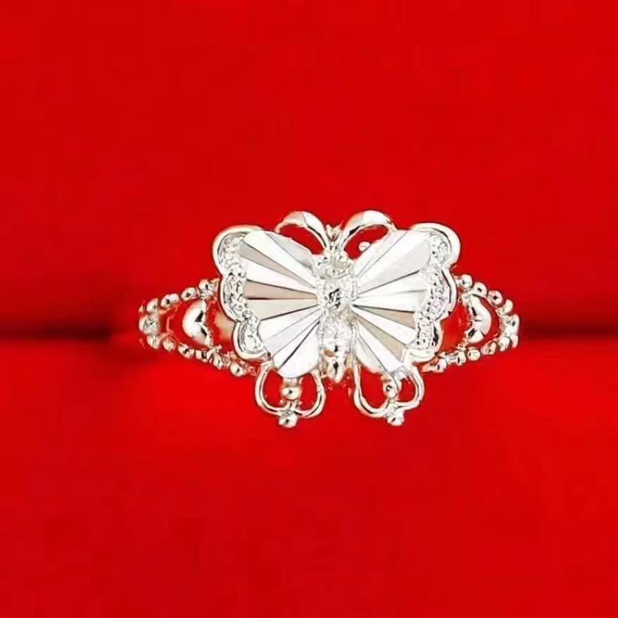 Elegant Adjustable Hollow Butterfly Silver Ring for Women – Sweet Design, Perfect Gift for Girlfriend