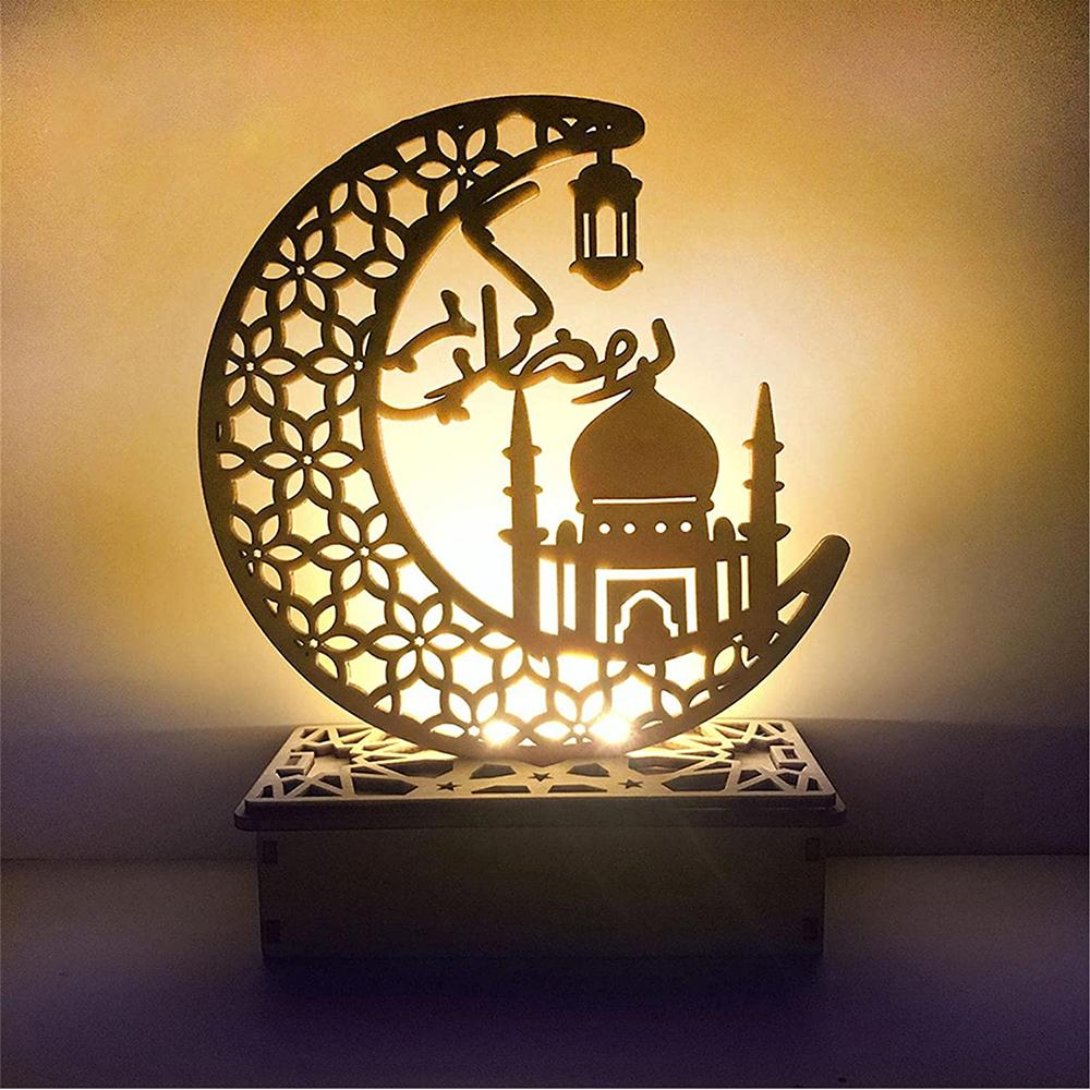 DIY Ramadan Eid Wooden LED Lights for Ramadan Outdoor Home Mubarak Decorations