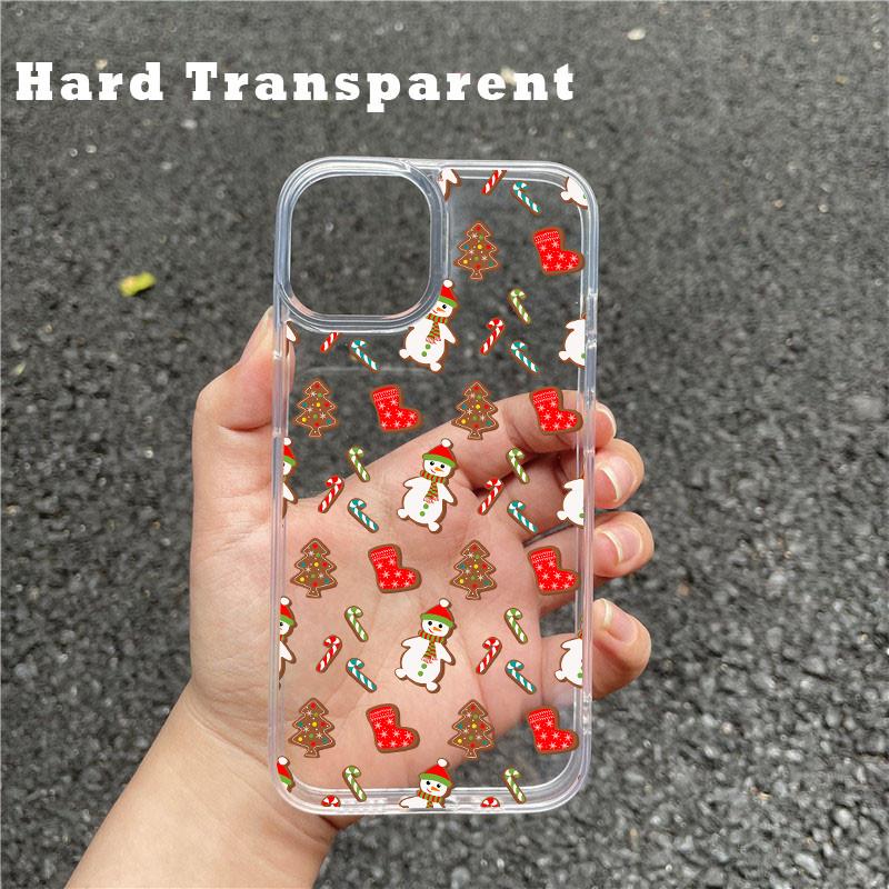 Luxury Cartoon Christmas Clear Phone Cases for IPhone 7 16 11 12 13 14 15 PRO MAX PLUS XSMAX MINI XR X Simple Santa Clear Case