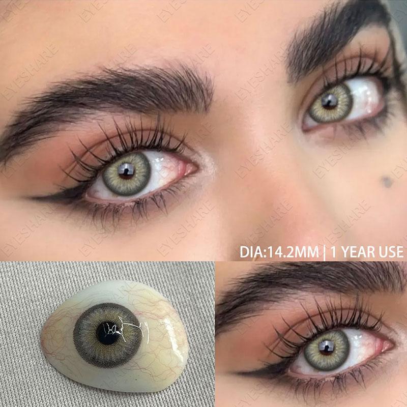 

Eyeshare 2 шт. Сине-зеленые контактные линзы Годовые Новые Цветные линзы Коричневые Натуральные Косметические Серые Большие Глаза Студенческие Красота Зрачок