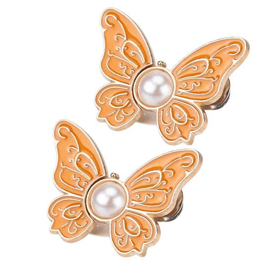 2Pcs Waist Butterfly Clips Reusable No Sew Pants Waist Tightener Buckle Clasp Detachable Butterfly Waist Cinching Button for Loose Jeans
