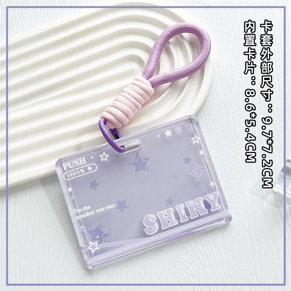 Student Clear Card Case Bus Cards Sleeve Sliding Horizontal Id Card Holder Transparent Employee Work Card Holder with Lanyard