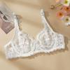 Sujetador ultrafino de talla grande sin relleno para mujer, lencería transparente sexy de una sola capa con encaje