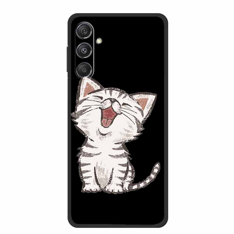 For Samsung Galaxy M36 A17 5G Case Flower Black Silicone Soft Back Cover For Samsung Galaxy S25 FE Plus Phone Case Coque Cartoon