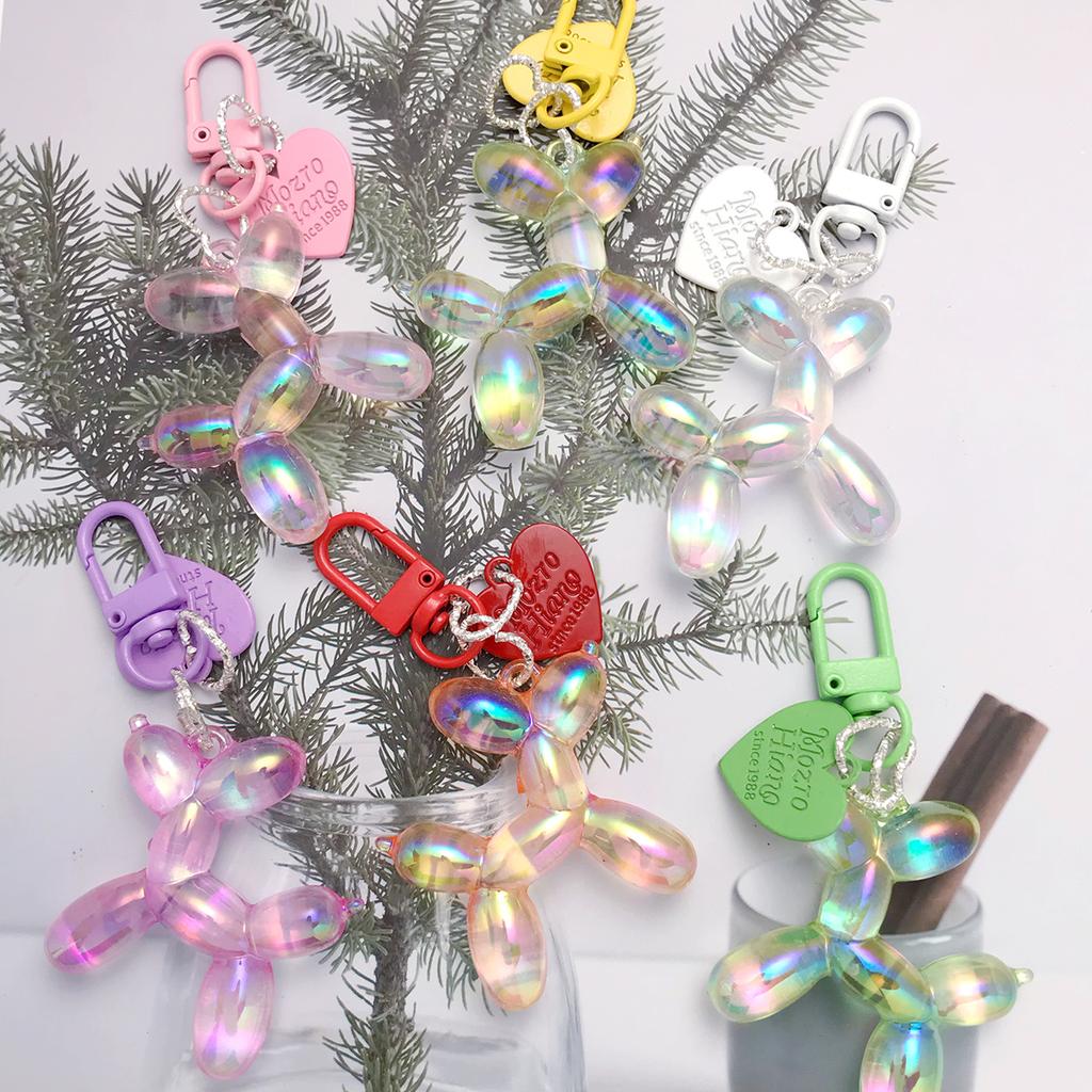 New Candy Color Sweet Resin Balloon Dog Keychain for Women Girls Animal Shaped Phone Chain Key Buckle Accessories Bag Pendant