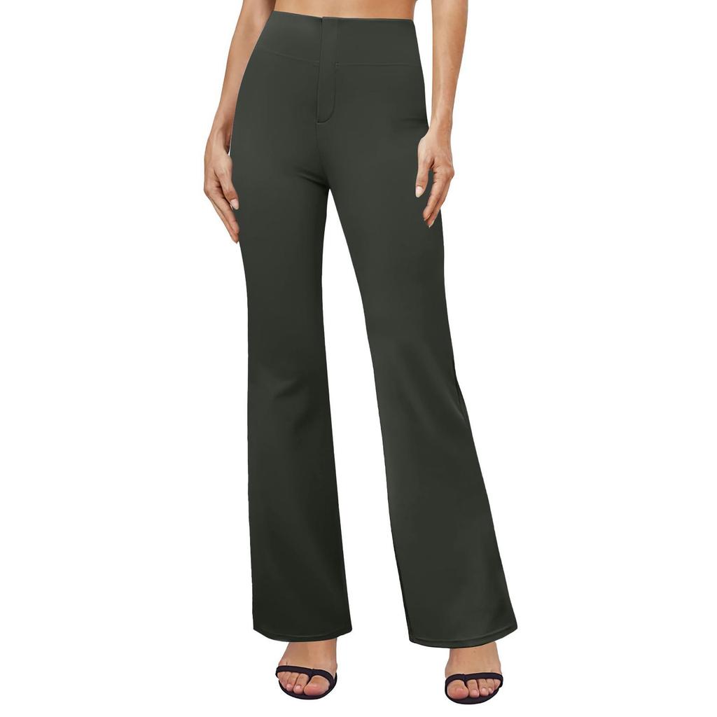 Women's High Waist Flare Pants Solid Color Casual Bootcut Trousers with Stretch
