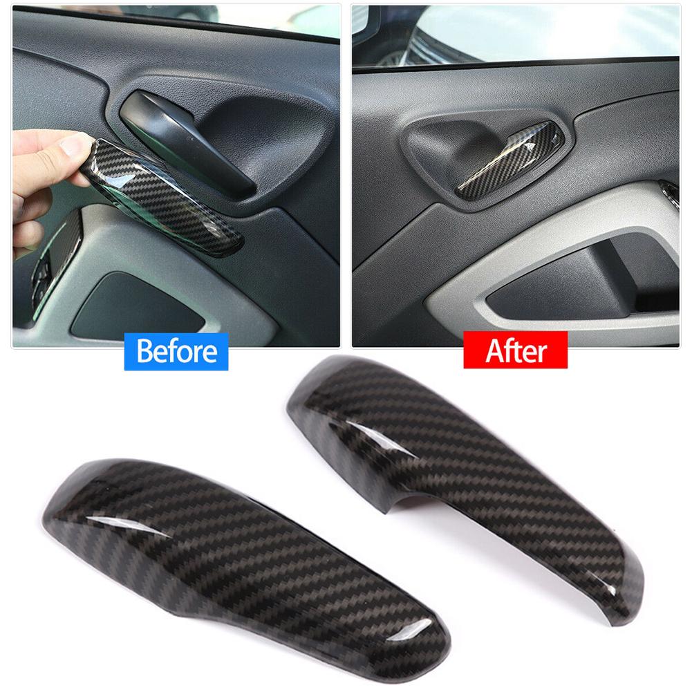 Capac mâner ușii Cadru decorativ Fibră de carbon Negru