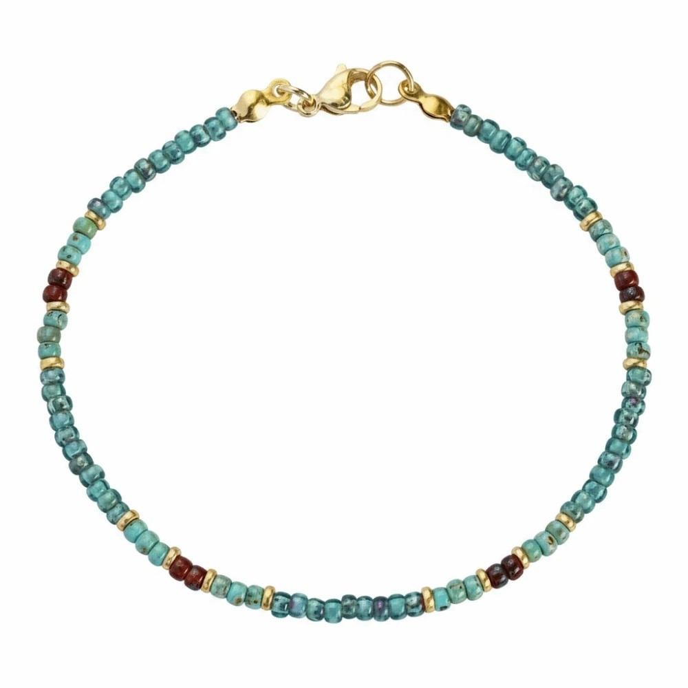 Hypoallergenic Metal Turquoise Beaded Anklet Beads Ankle Bracelet  Music Festivals