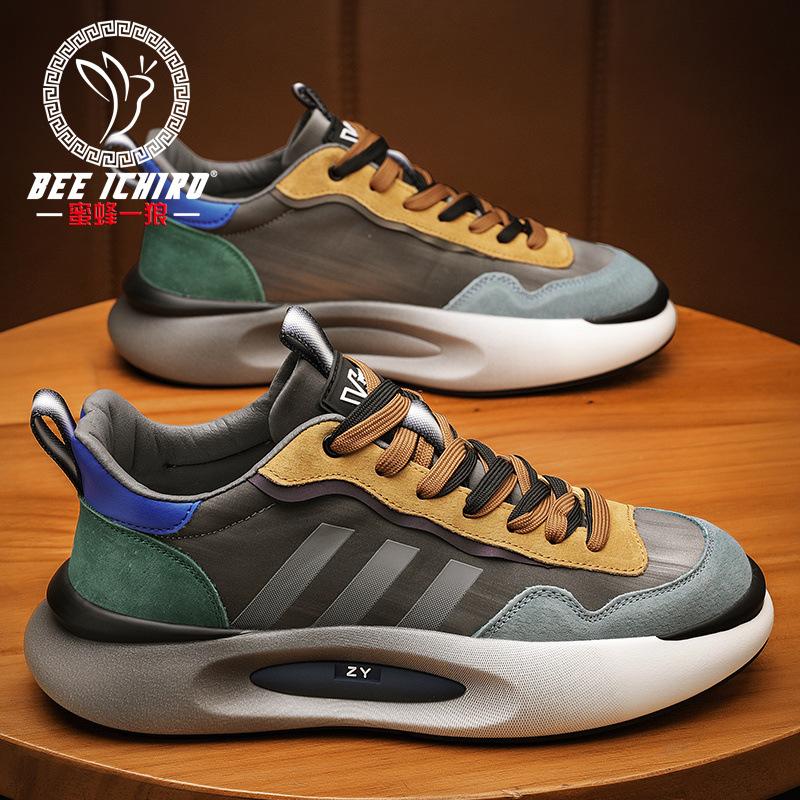 Retro Men's Shoes Leather Mesh Casual Matte Lightweight Spring and Summer Running Dad Sneakers