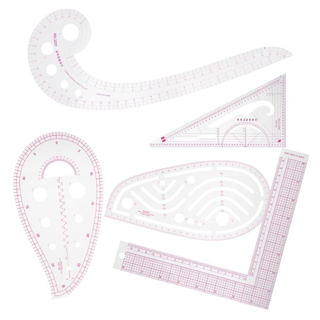 5pcs Sewing Ruler MultiFunction Curve Shaped Grading Tailor Clothing Making Toos