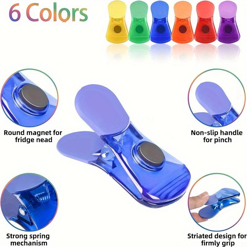6 Pack Strong Magnetic Potato Chip Bag Clips, Non-Slip Plastic Sealing Clips, Suitable for Kitchen, Home and Office Food