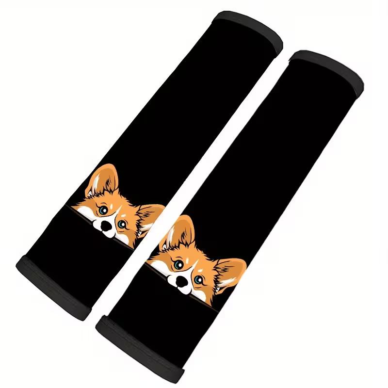

2PCS Cute corgi Car Seat Belt Cover Quick Installation/Removal, Safety Fixation, Truck, SUV - Perfect Gift for Drivers