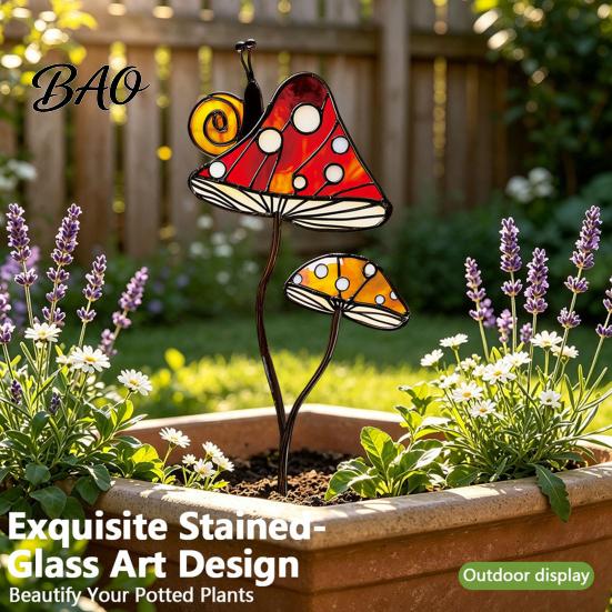 Colorful Yard Stakes Planter Insert Stake, Double-Sided, Flower Pot Decor Metal Garden Decorative Insect Animal Stake for Plant Pots Bed Decoration