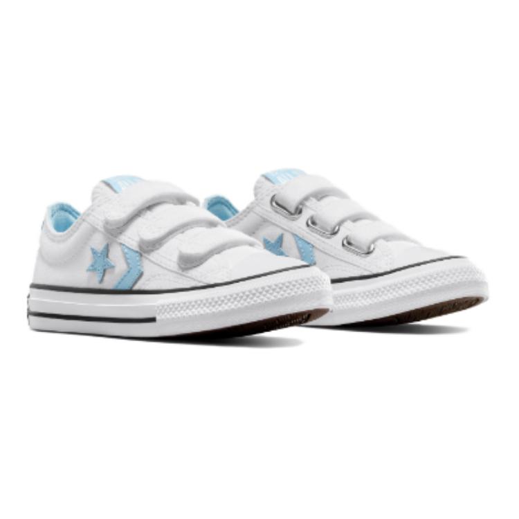 Converse Star Player 76 Easy On Durable Low Top Kids Skate Shoes Kids Sneaker White Blue A07410C