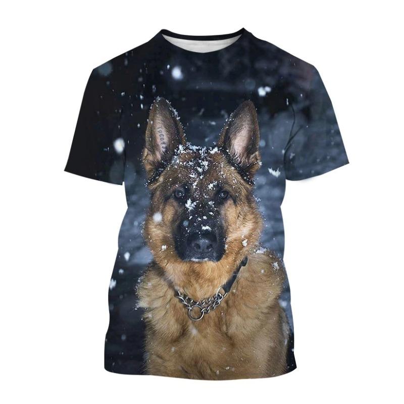Animal German Shepherd 3D Print T-Shirts Summer Men Women Short Sleeve Dog T Shirt Oversized Harajuku Tees Tops Kids