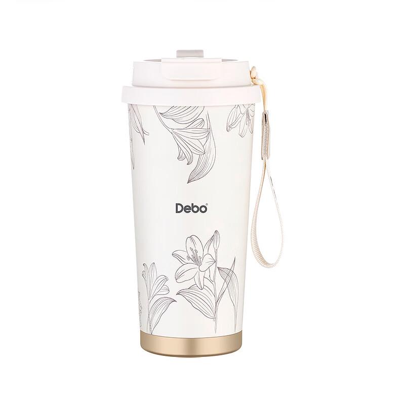 Debo Lily Flower Double-Opening 316 Stainless Steel Coffee Mug 500ml