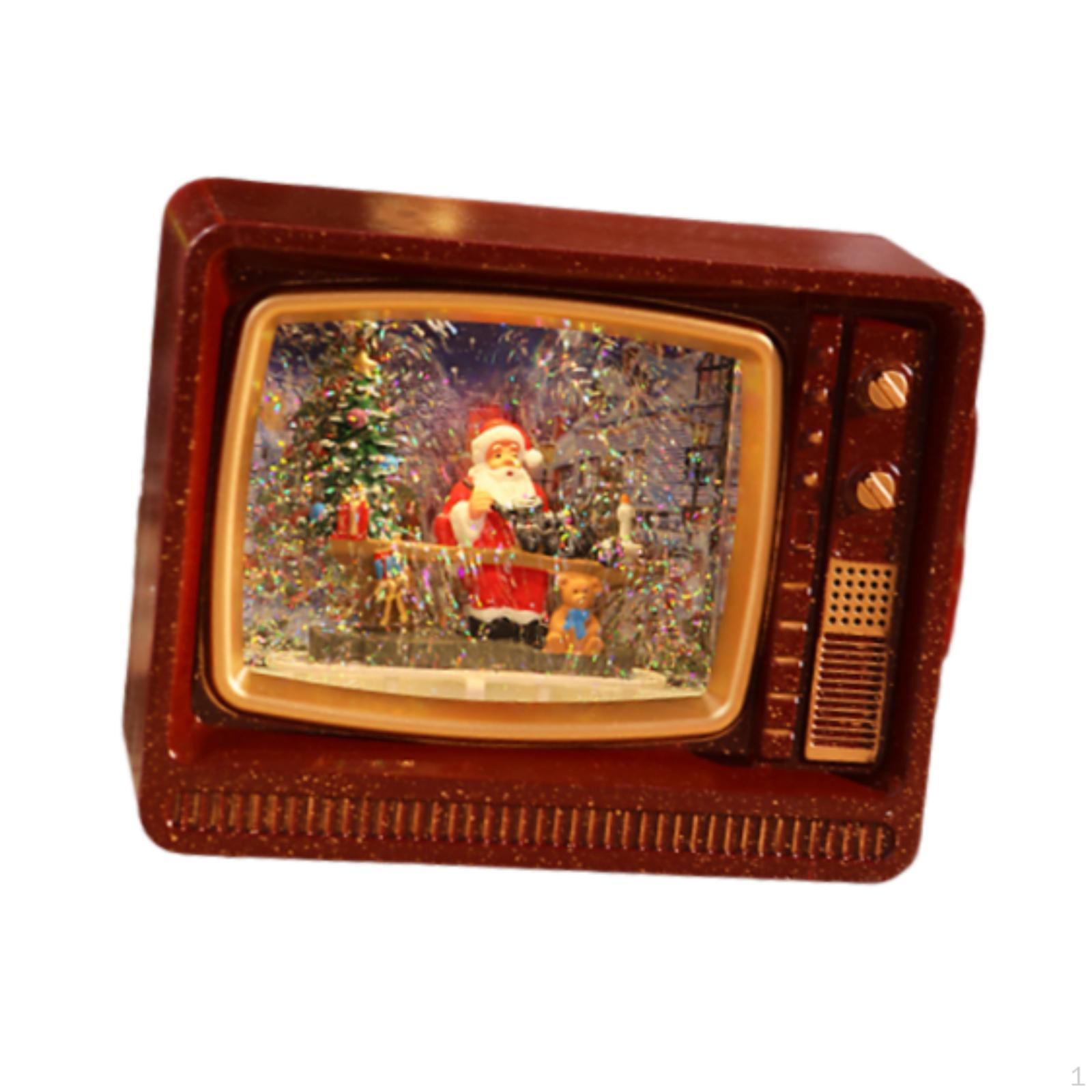 Lantern with Music Box, Snow Globe Ornament, Original , Light-Up TV Effect, Festive And Santa   Red